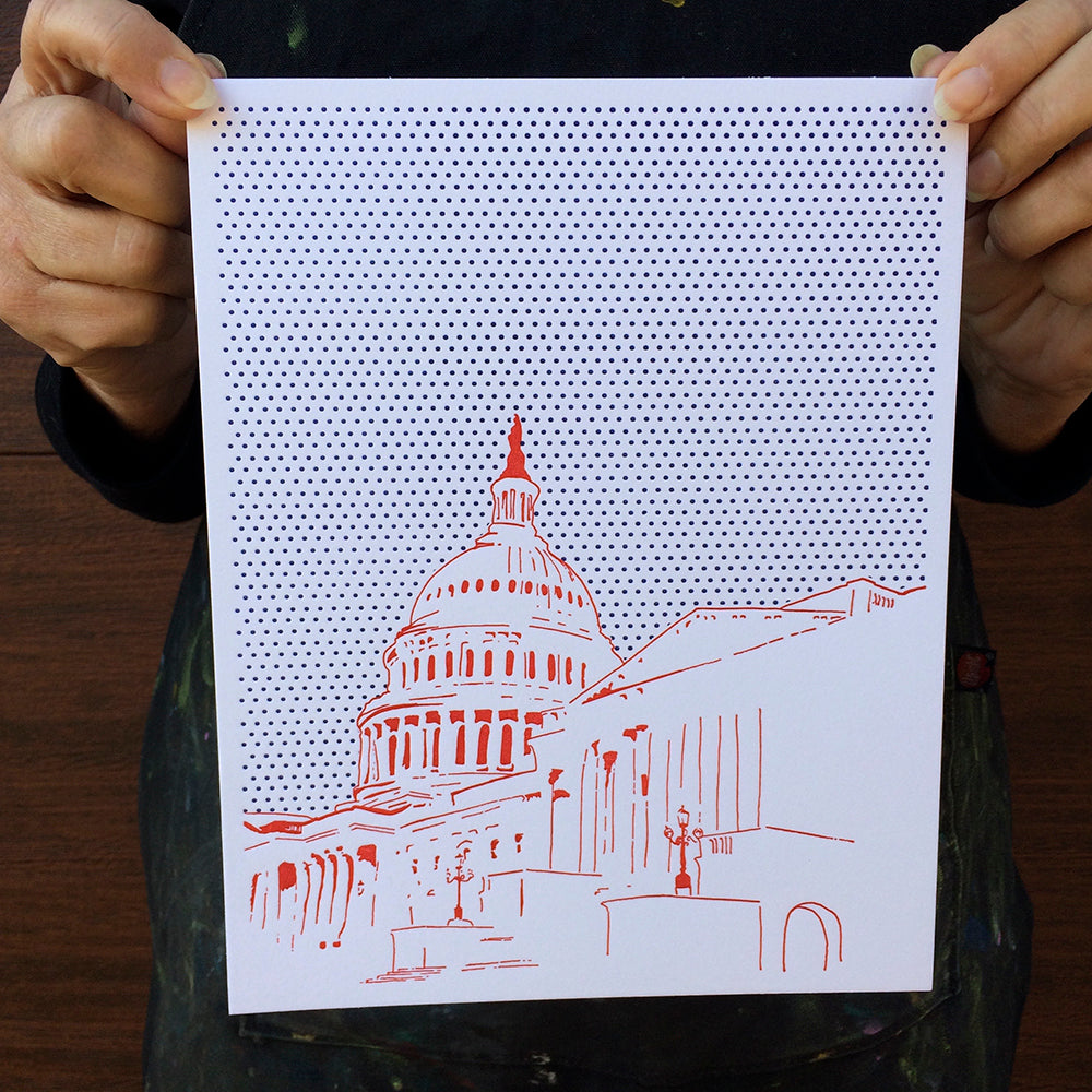 Washington D.C. | United States Capitol Building | Letterpress 8"x10" Poster