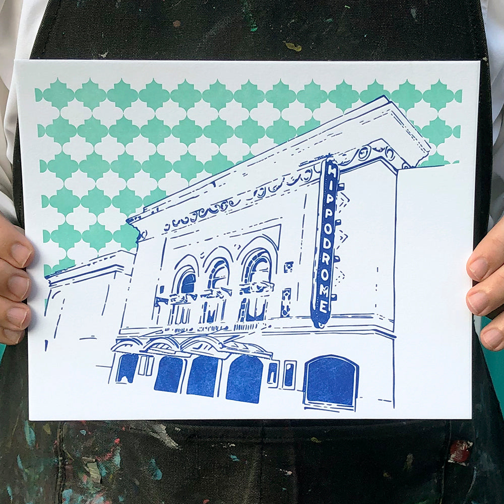 Baltimore Maryland | Hippodrome | Letterpress 8"x10" Poster