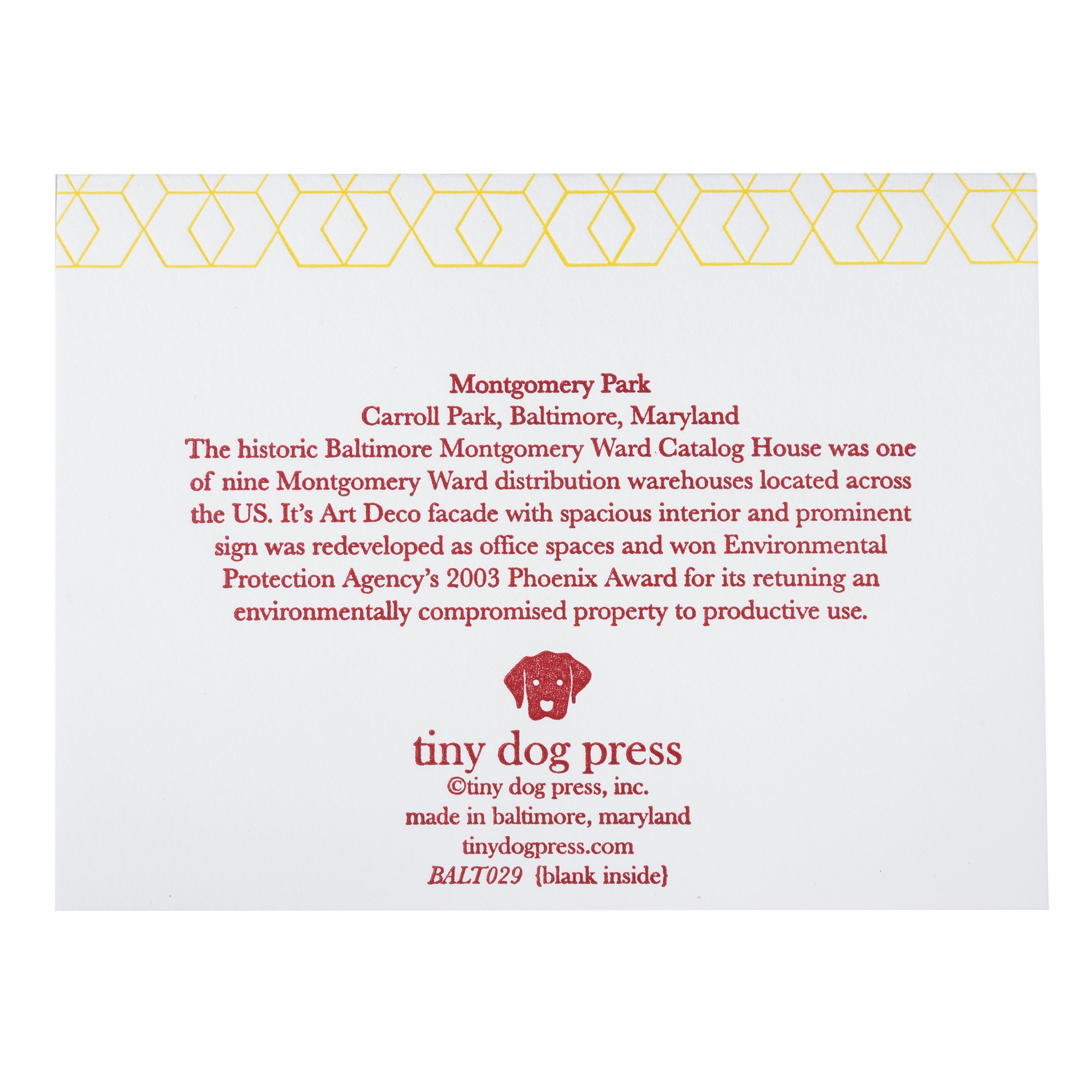 Baltimore Maryland | Montgomery Park | Letterpress City Card