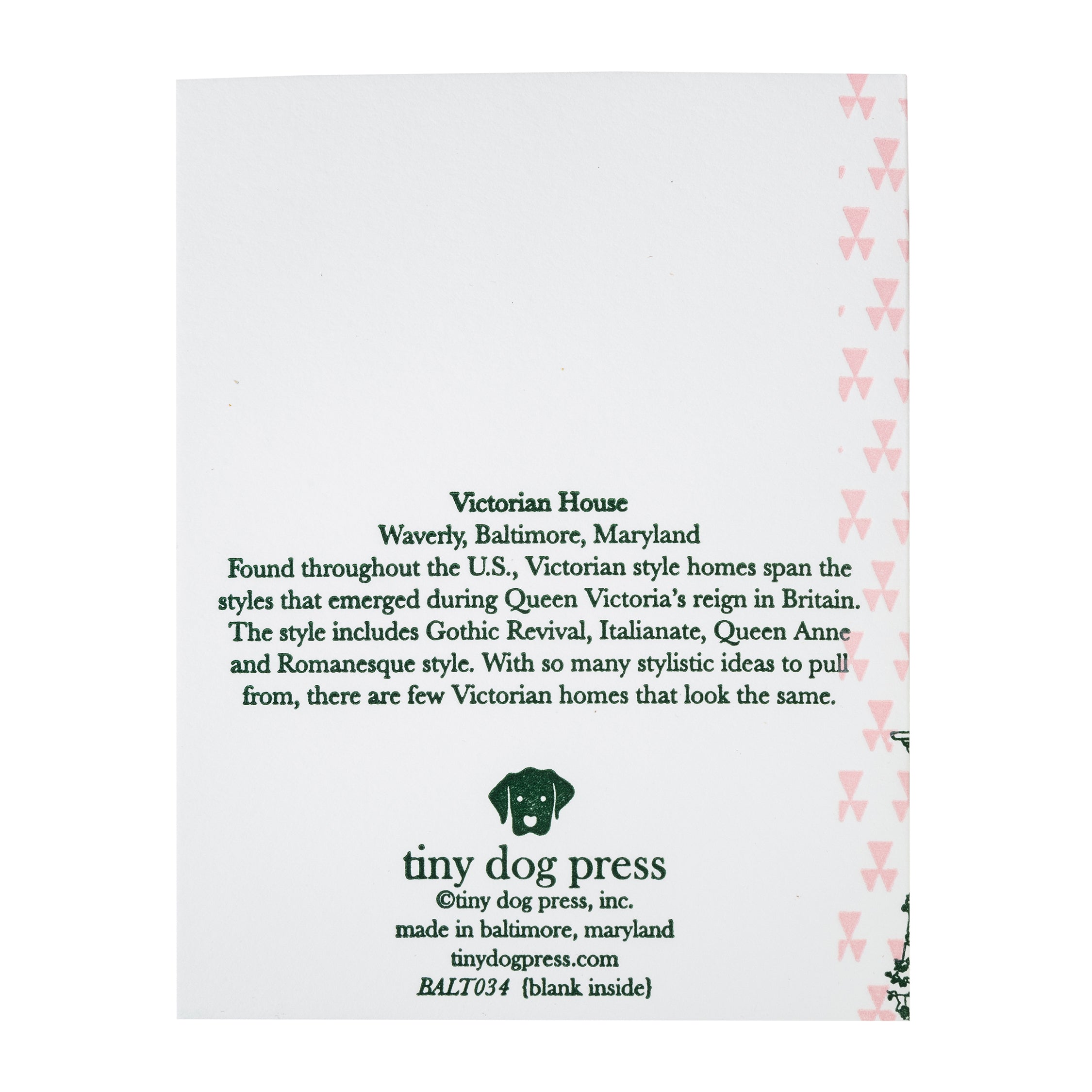 Baltimore Maryland | Victorian House | Letterpress City Card