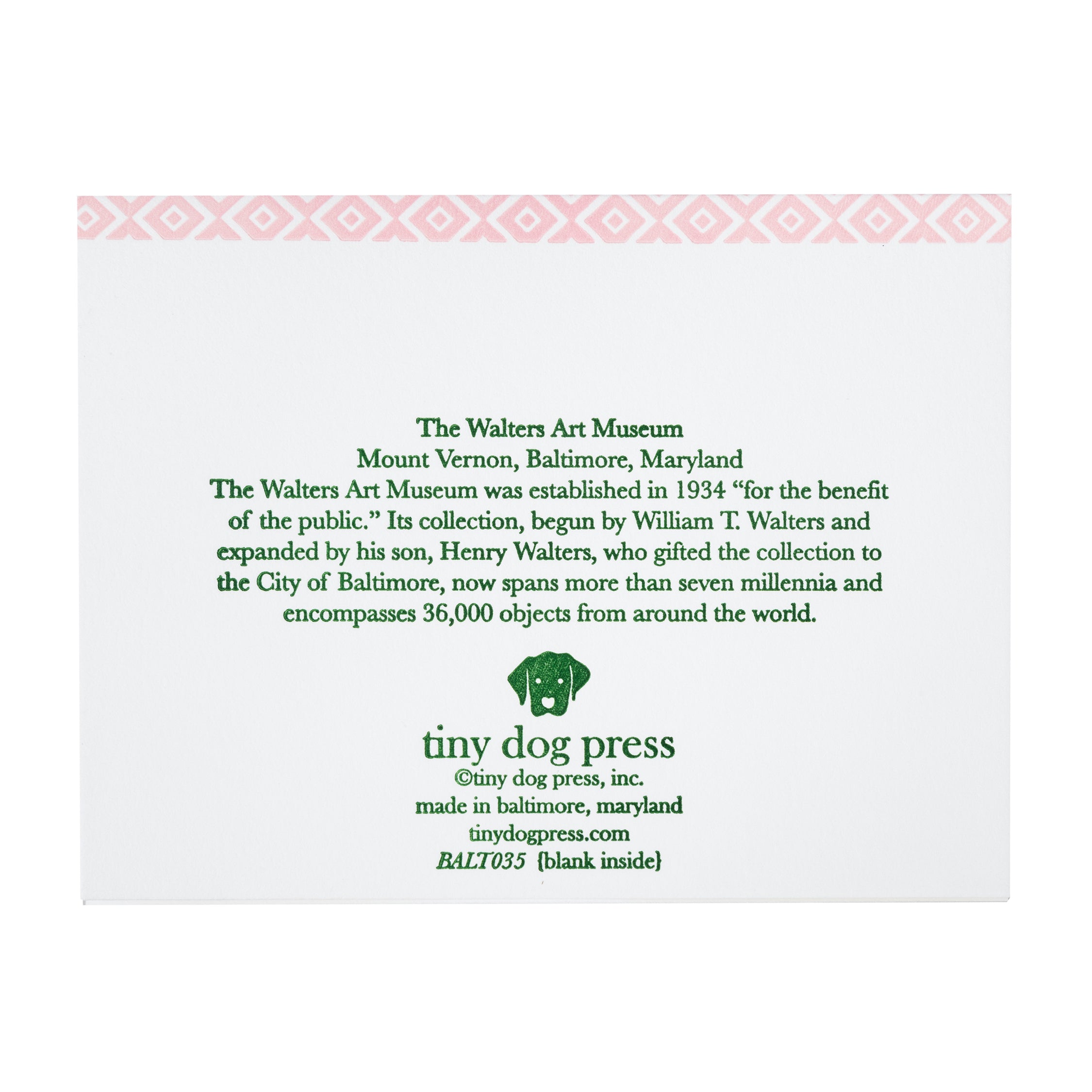 Baltimore Maryland |The Walters Art Museum | Letterpress City Card