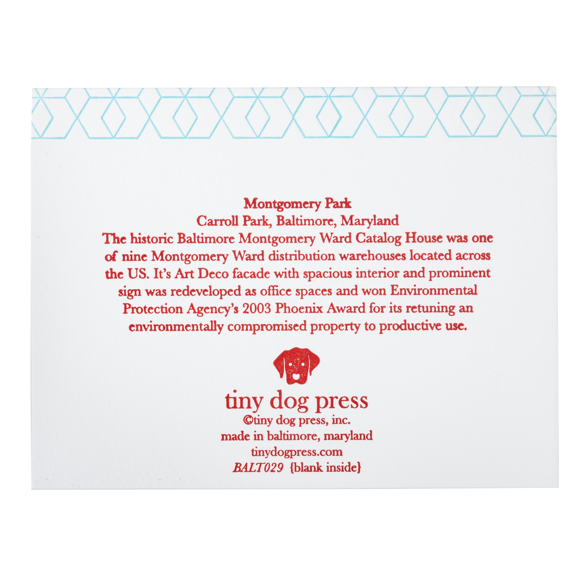 Baltimore Maryland | Montgomery Park | Letterpress City Card
