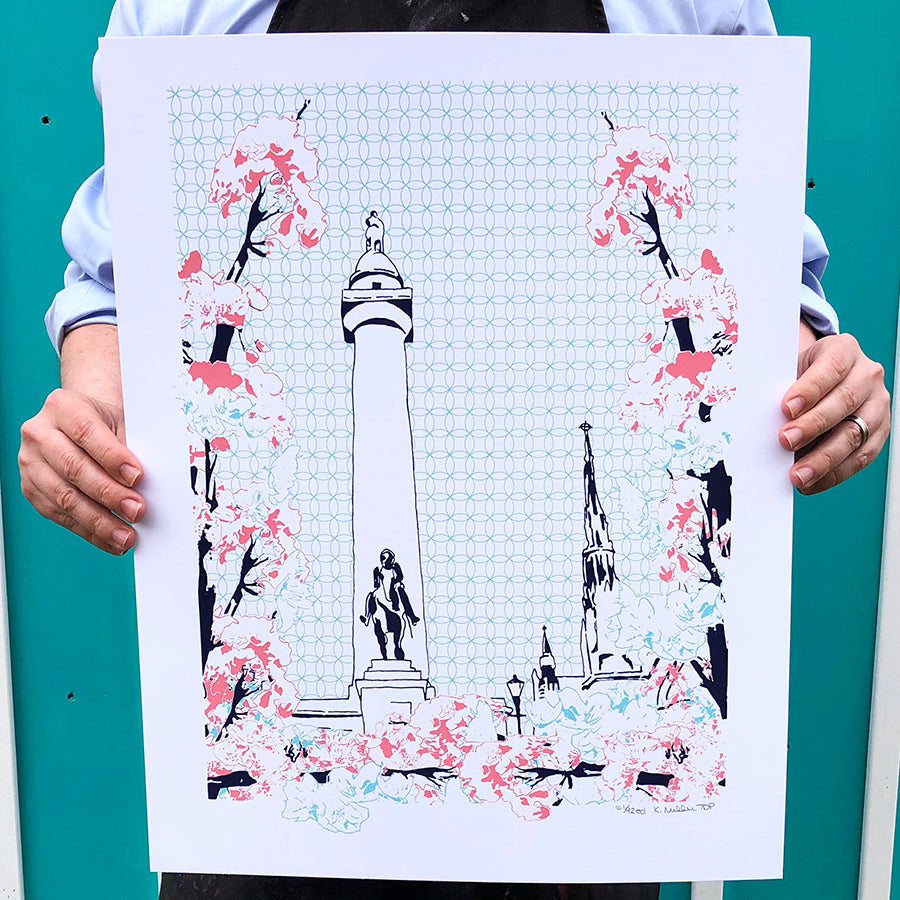 Baltimore Maryland | Blooming Washington Monument | Limited Edition Silk Screen 16