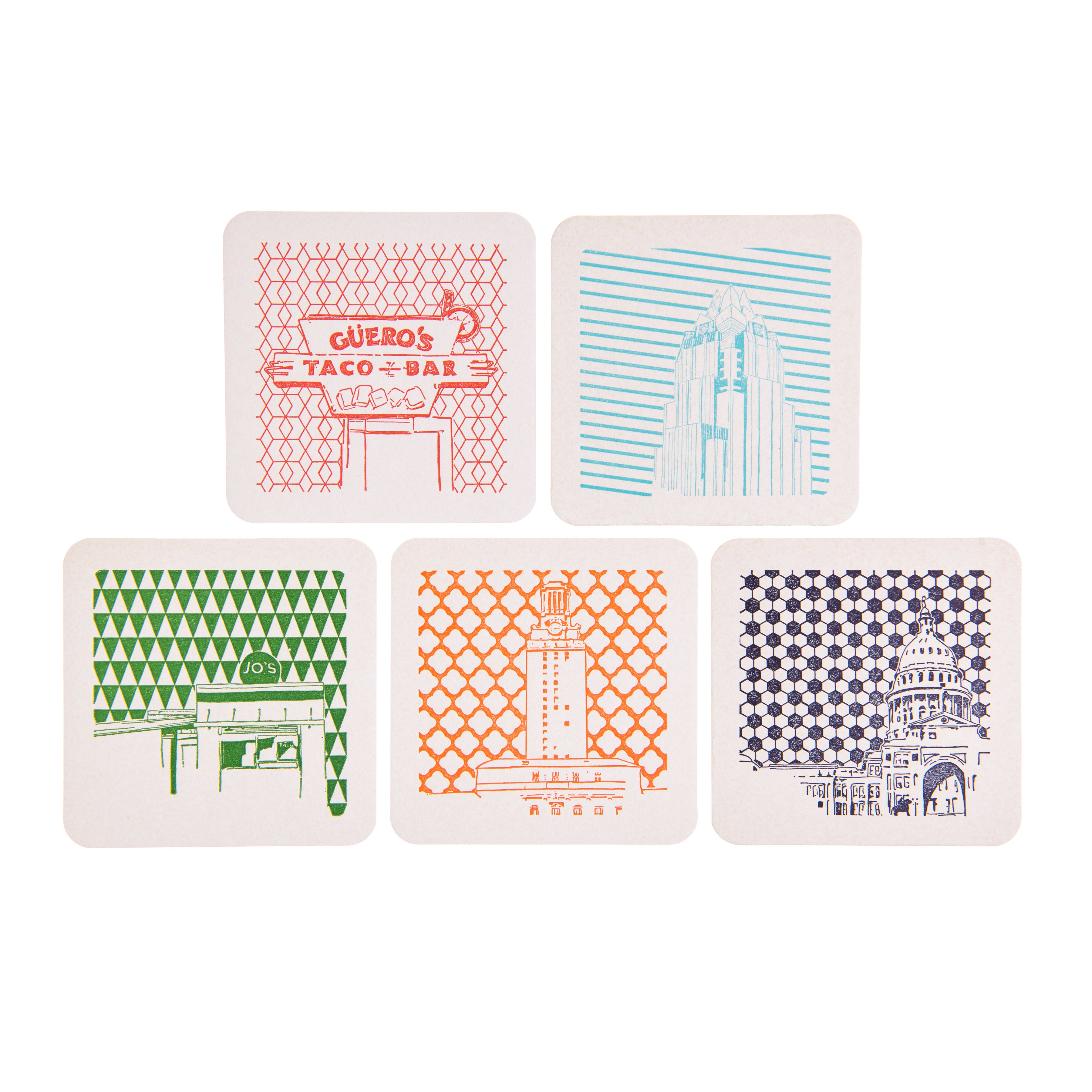 Austin Texas | Letterpress Coasters Package of 5