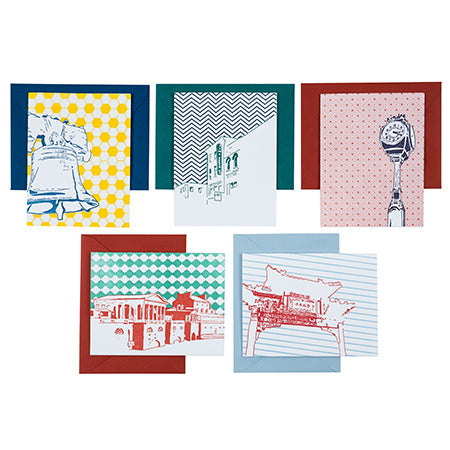 Philadelphia Pennsylvania | Philadelphia Neighborhoods Pack of 5 Cards |  Letterpress City Card