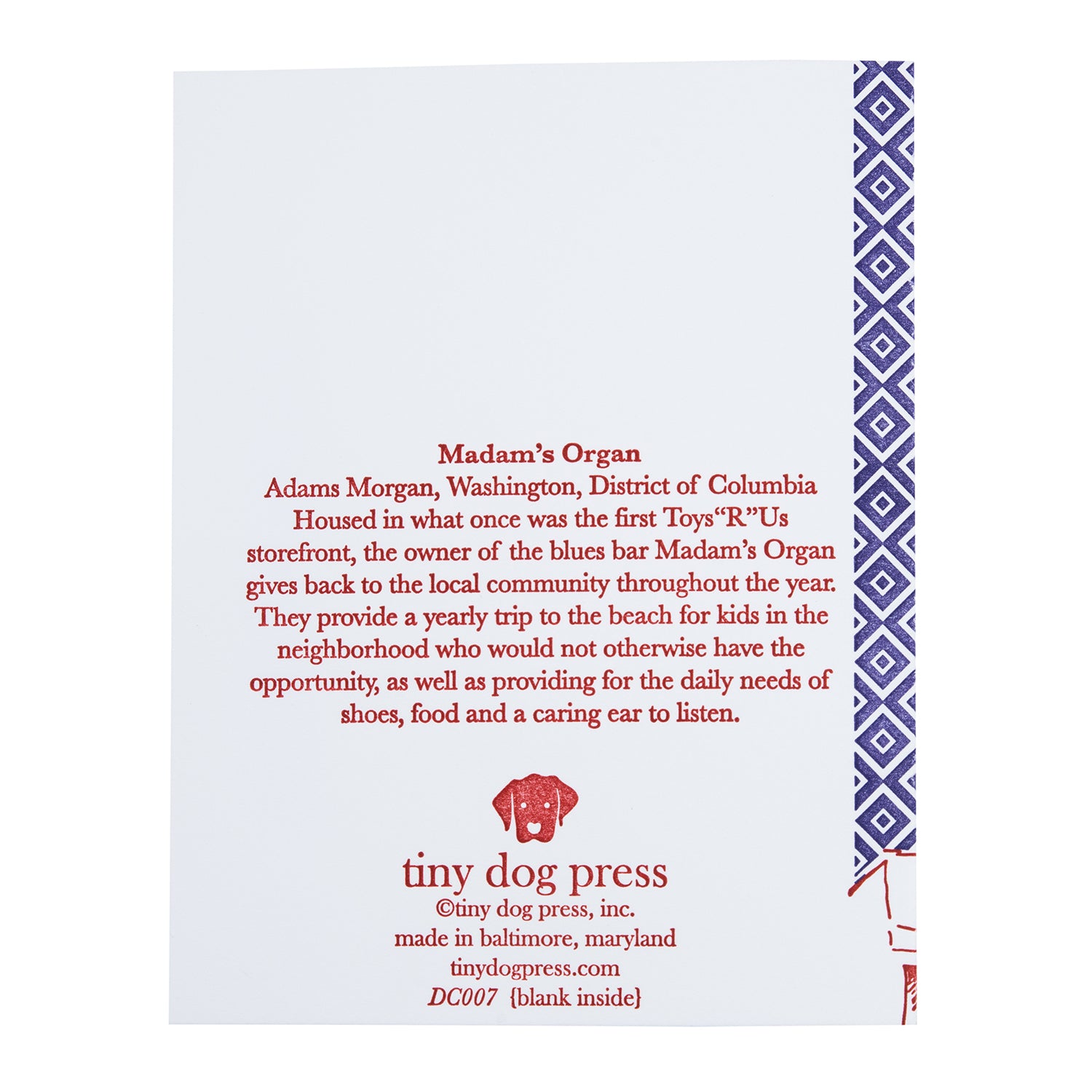 Washington D.C. | Madams Organ | Letterpress City Card