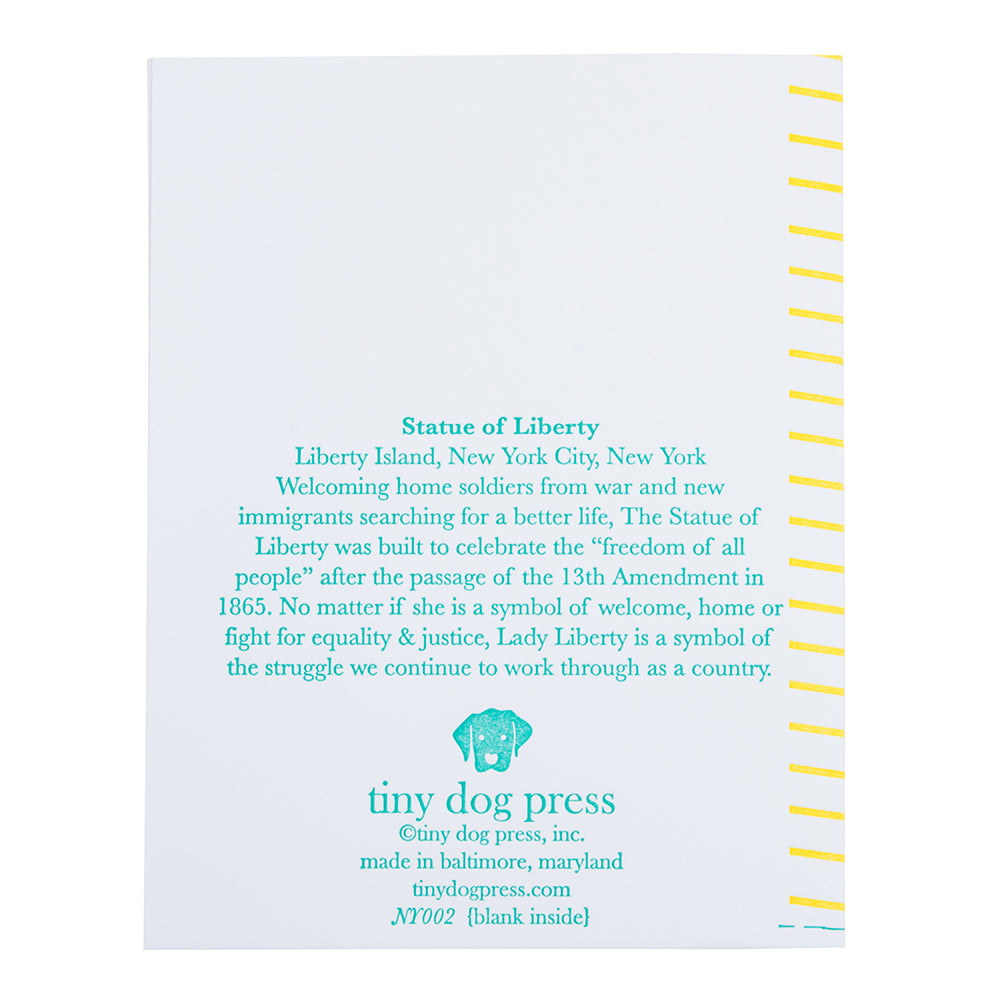 New York City | Statue of Liberty | Letterpress City Card