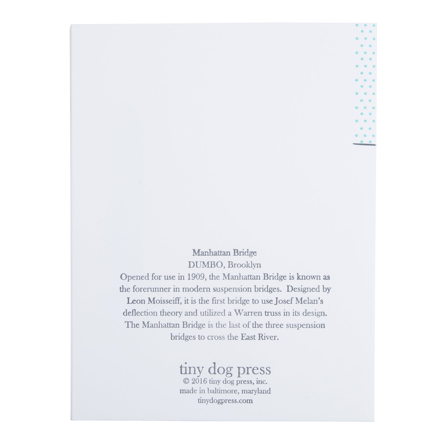 Brooklyn New York | Manhattan Bridge Dumbo | Letterpess City Card