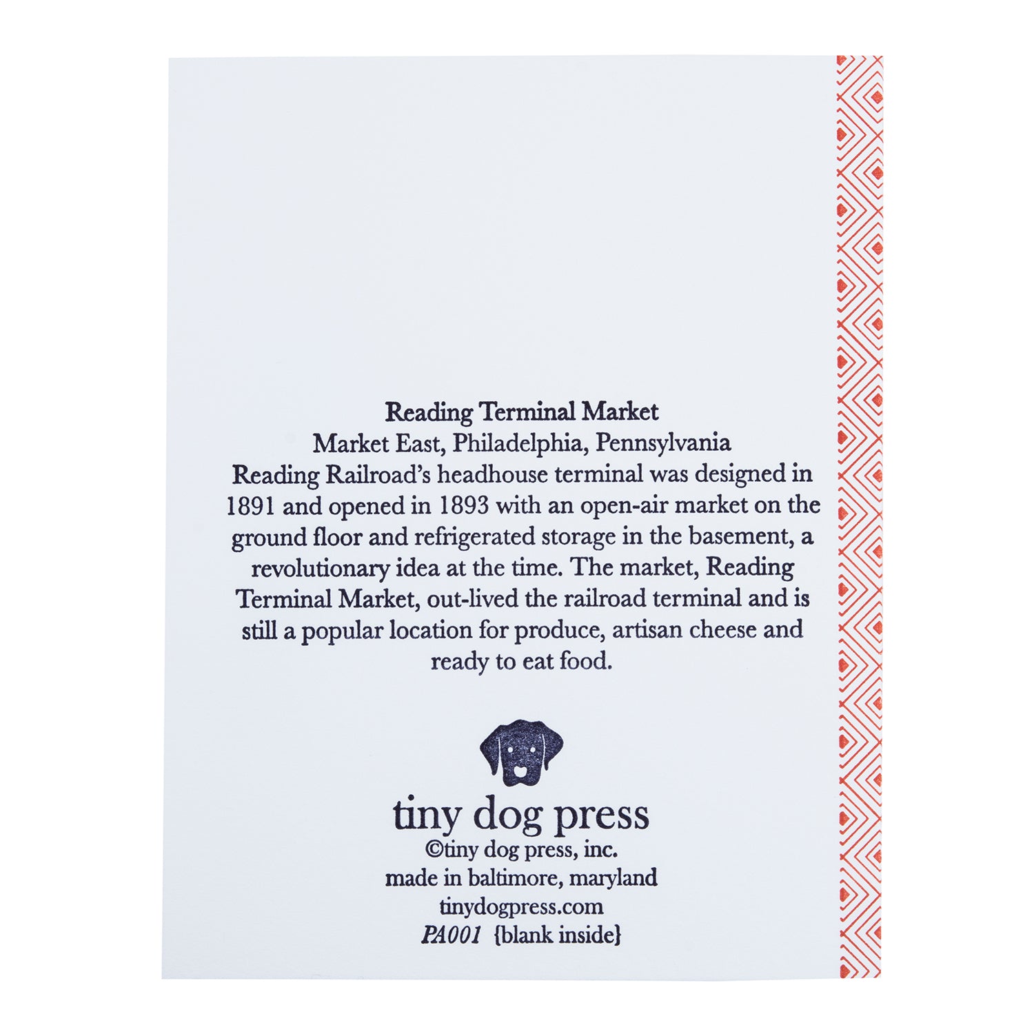 Philadelphia Pennsylvania | Reading Terminal Market |  Letterpress City Card
