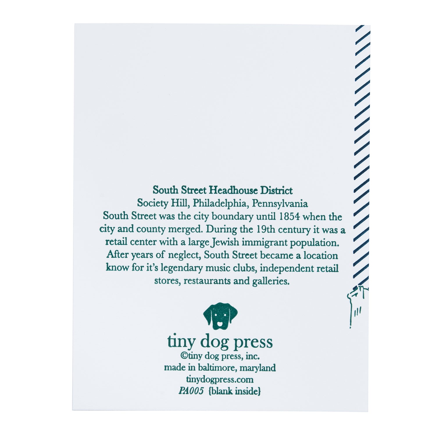 Philadelphia Pennsylvania | South Street Headhouse District |  Letterpress City Card