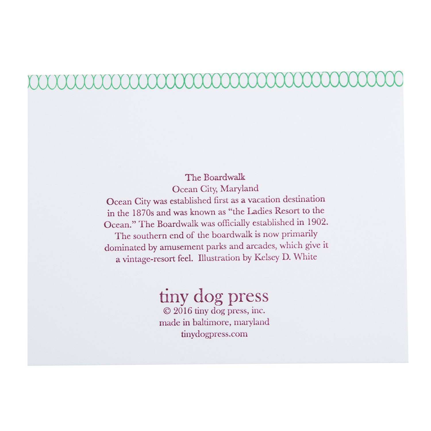 Ocean City Maryland | Boardwalk |  Letterpress City Card