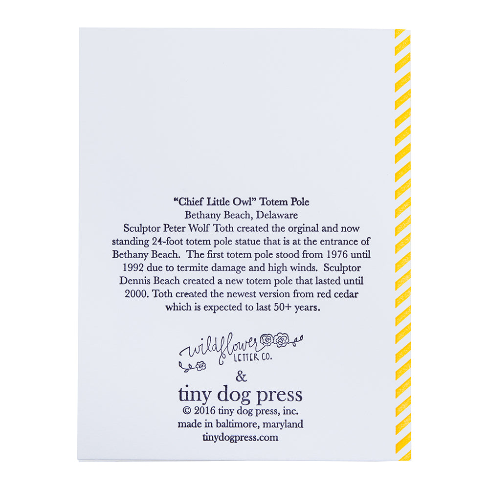 Bethany Beach Delaware | Totem Pole | Letterpress City Card