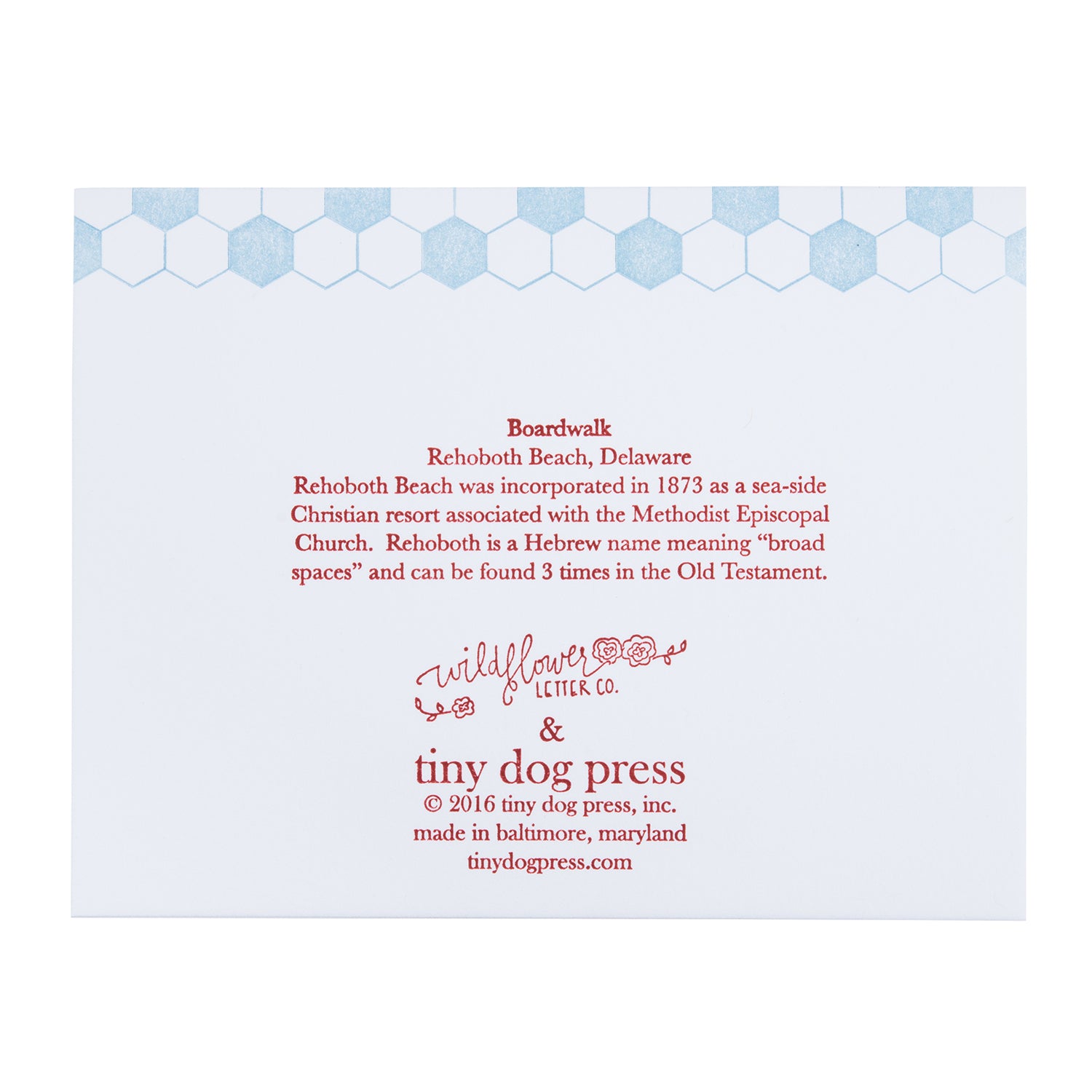 Rehoboth Beach Delaware | Boardwalk | Letterpress City Card