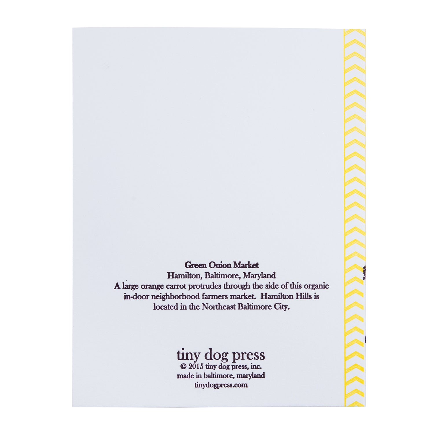 Baltimore Maryland | Green Onion Hamilton | Letterpress City Card | SALE
