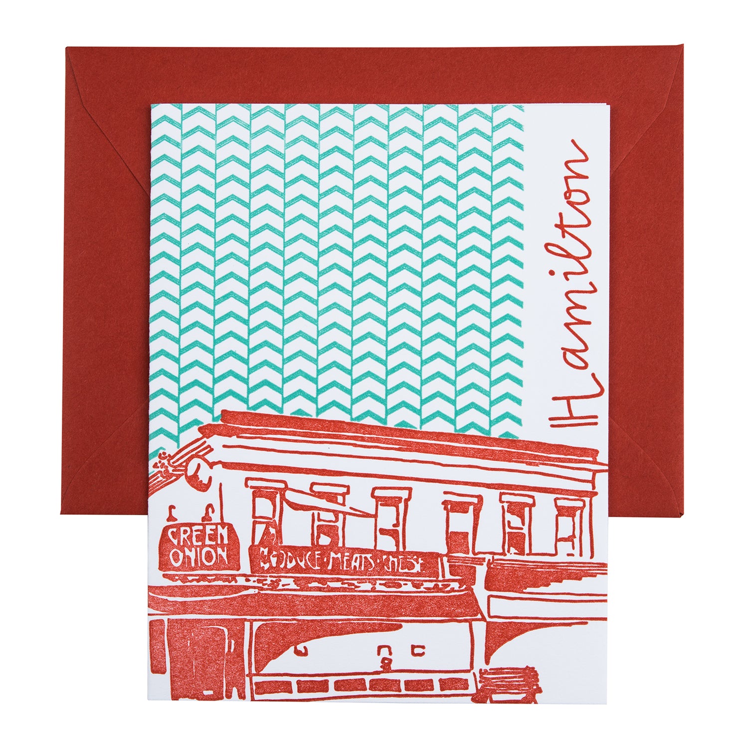Baltimore Maryland | Green Onion Hamilton | Letterpress City Card | SALE