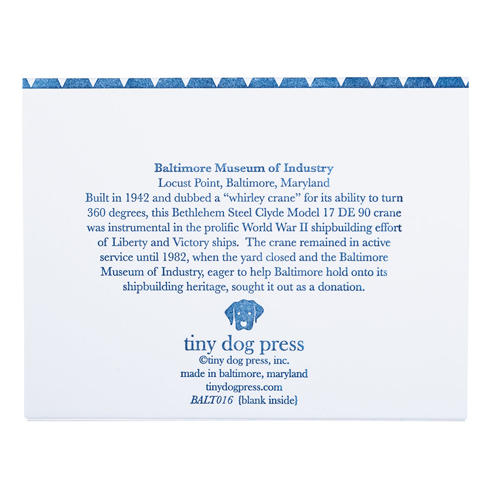 Baltimore Maryland | Baltimore Museum of Industry | Letterpress City Card