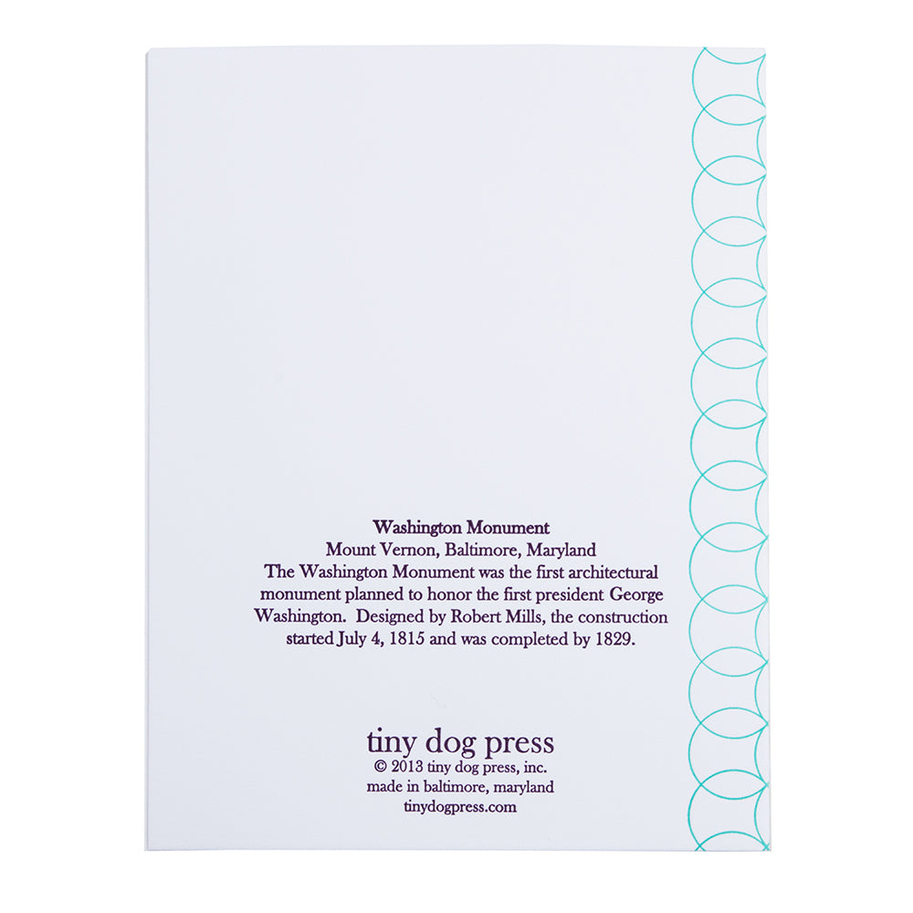 Baltimore Maryland | Washington Monument | Letterpess City Card