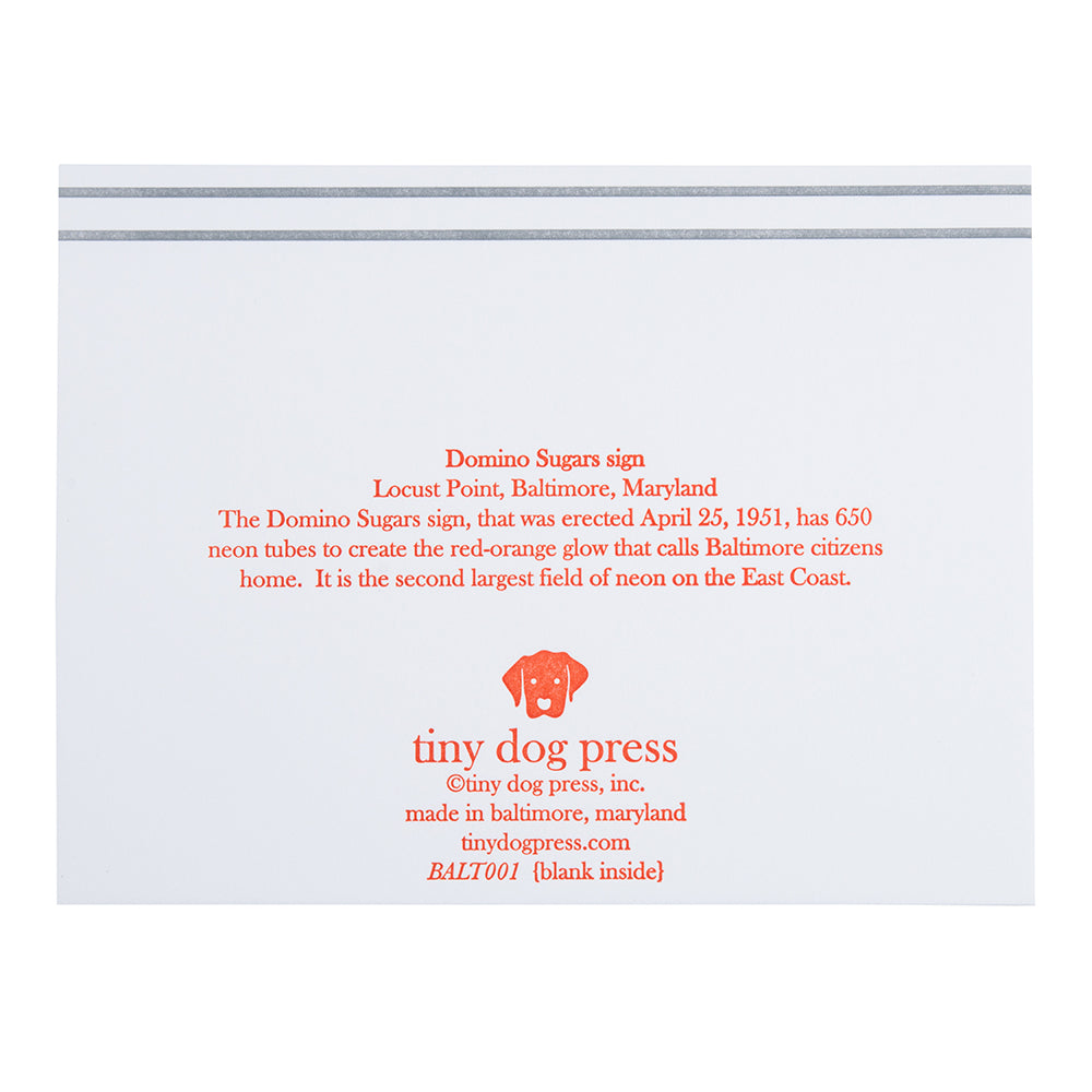 Baltimore Maryland | Domino Sugars Factory | Letterpress City Card