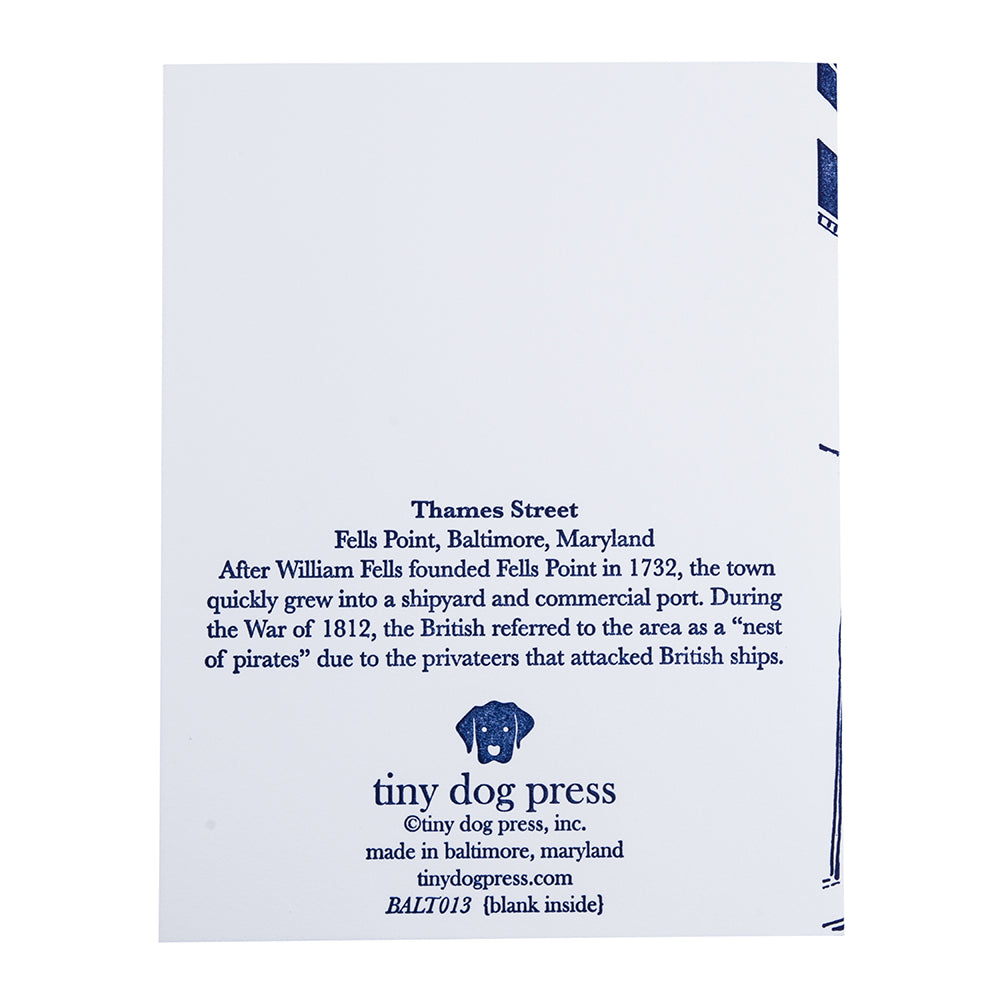 Baltimore Maryland | Thames Street Fells Point | Letterpress City Card