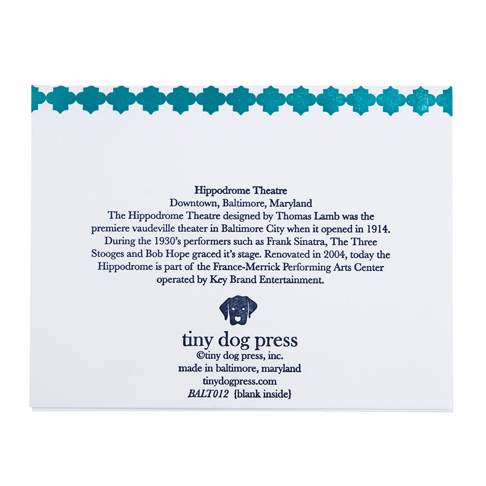 Baltimore Maryland | Hippodrome Theatre | Letterpress City Card
