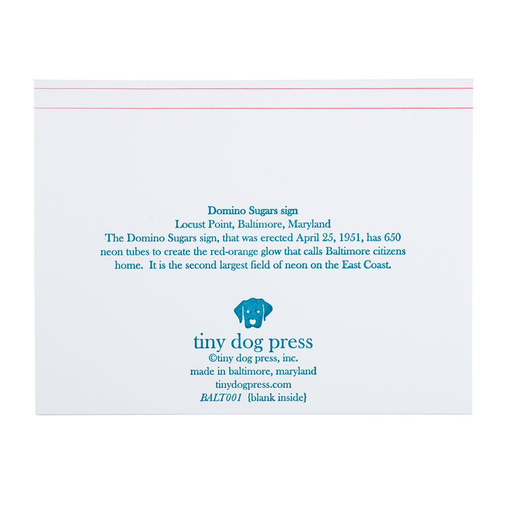 Baltimore Maryland | Baltimore Valentine's Day Letterpress Card | Domino Sugars sign | Letterpress City Card