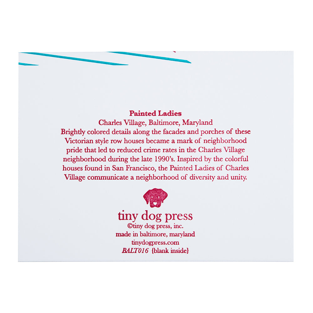 Baltimore Maryland | Painted Ladies | Letterpress City Card