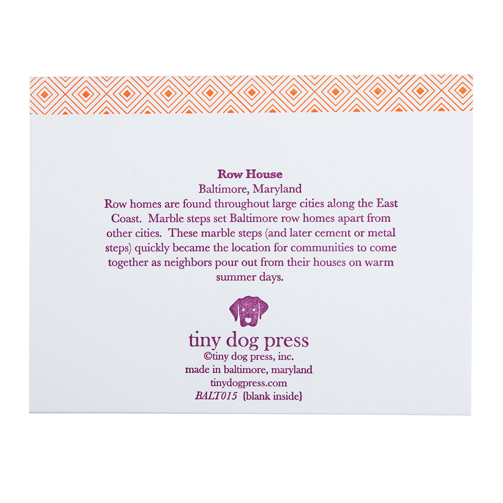 Baltimore Maryland | Row House | Letterpress City Card