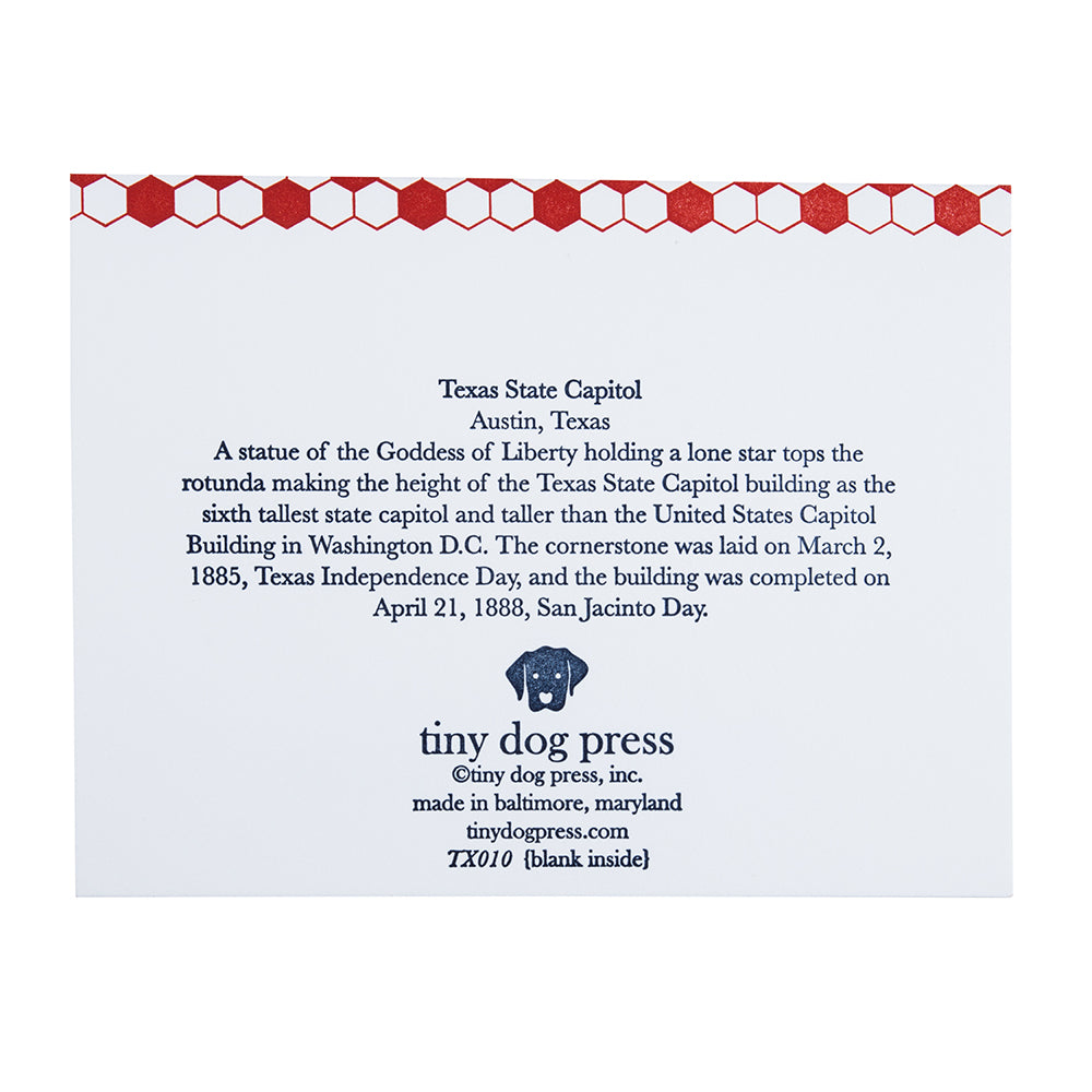 Austin Texas | Texas State Capitol Building | Letterpress City Card