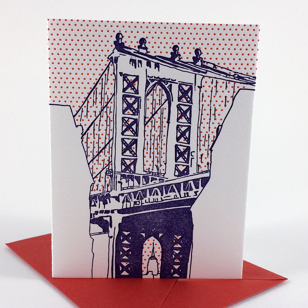 Brooklyn New York | Manhattan Bridge Dumbo | Letterpess City Card