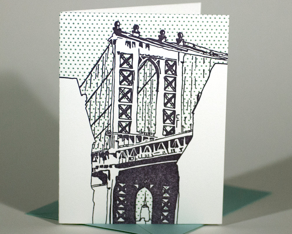 Brooklyn New York | Manhattan Bridge Dumbo | Letterpess City Card