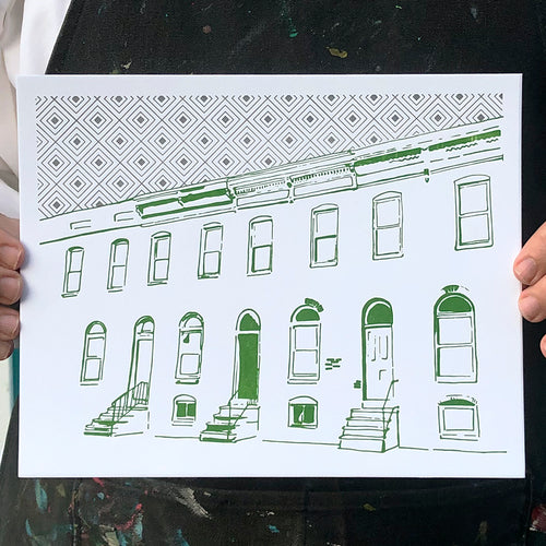 Baltimore Maryland | Row House | Letterpress 8"x10" Poster