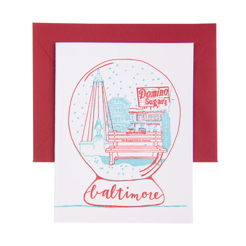 Baltimore Maryland | City Snow Globe | Letterpress City Card