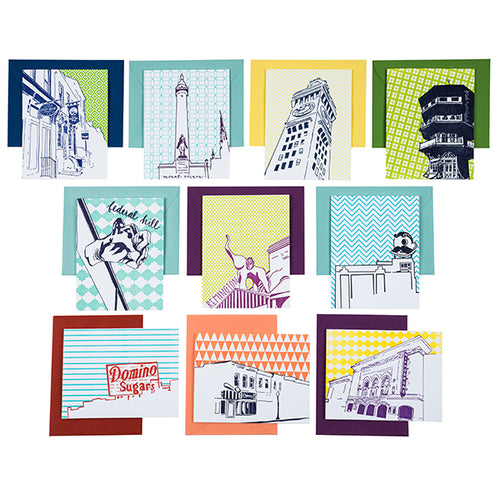 Baltimore Maryland | Baltimore Neighborhoods Pack of 10 Cards | Letterpress City Cards