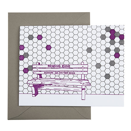 Baltimore Maryland | Reading Zone Bench | Letterpress City Card